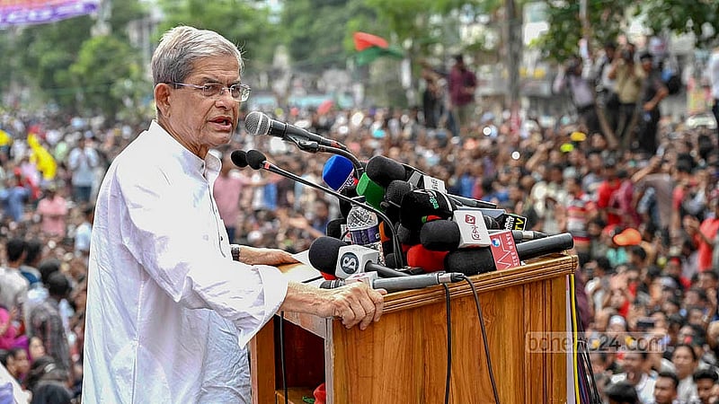 BNP Secretary General Mirza Fakhrul Islam Alamgir spoke at the party's rally in Dhaka’s Naya Paltan on Tuesday, Sept 17, 2024.