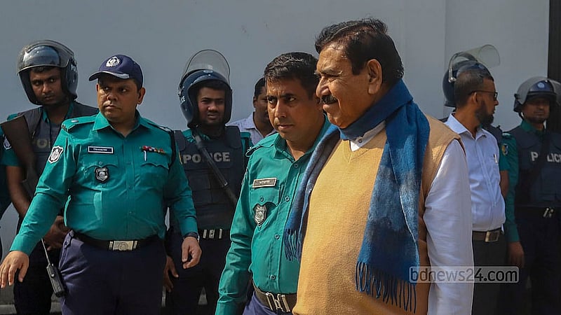 Golam Dastagir Gazi, former jute minister of the ousted Awami League government and suspect in the July-August 'genocide' case, is brought before the International Crimes Tribunal on Monday, Nov 18, 2024.