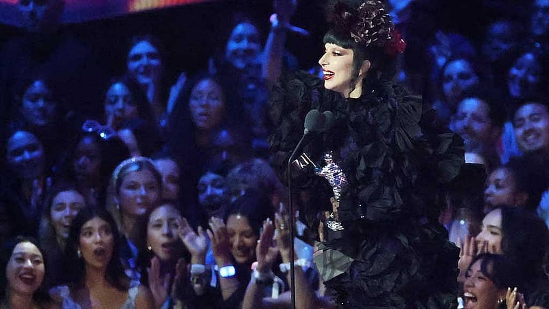 Lady Gaga receives the Artist of the Year award at the 2025 MTV Video Music Awards in Elmont, New York, US, Sept 7, 2025. REUTERS/Brendan Mcdermid