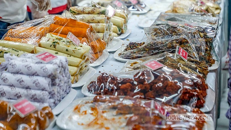 A wide assortment of kebabs is available at the Bailey Road Iftar market. Photo: Abdullah Al Momin