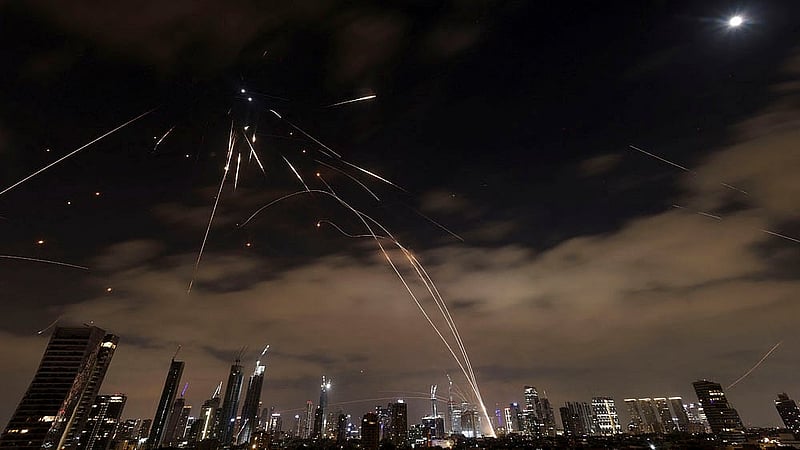 Missiles launched from Iran are intercepted as seen from Tel Aviv, Israel, June 16, 2025.Photo: Reuters
