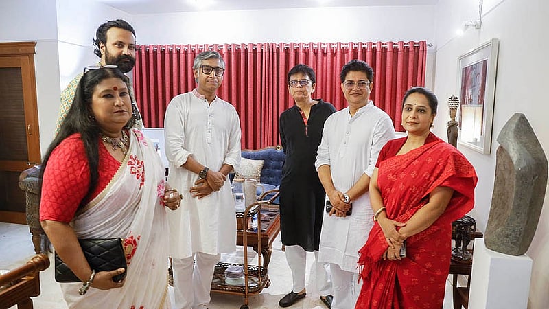 Filmmaker Enamul Karim Nirjhar, actors Tariq Anam Khan, Aupee Karim, and Nima Rahman at bdnews24.com’s Bengali New Year event.