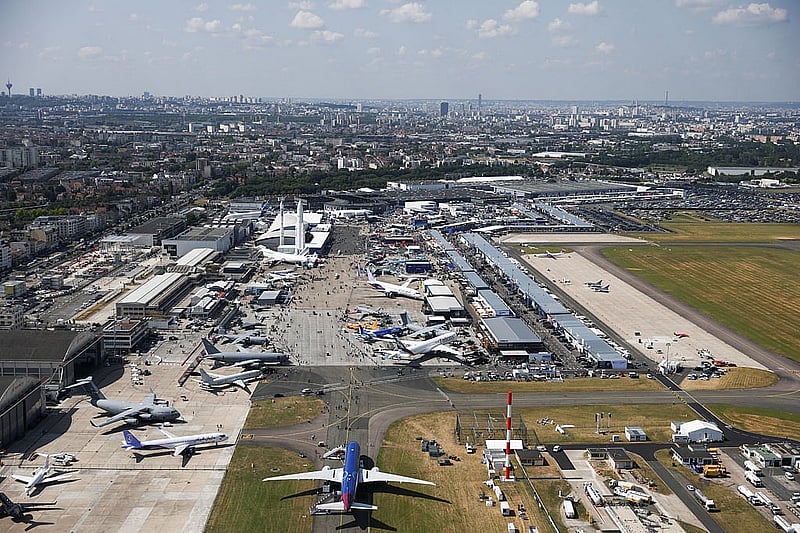 An aerial view shows airplanes during the 55th International Paris Airshow at Le Bourget Airport near Paris, France, June 17, 2025. Photo: Reuters