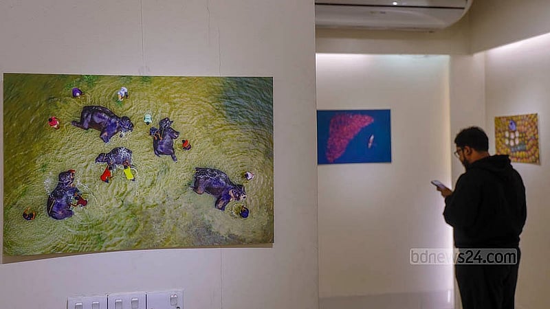 The exhibition, which features 42 photographs taken by Touhid Parvez Biplob over the past decade and a half, was held at Dhaka’s Bishwo Shahitto Kendro (BSK). Photo: Mahmud Zaman Ovi