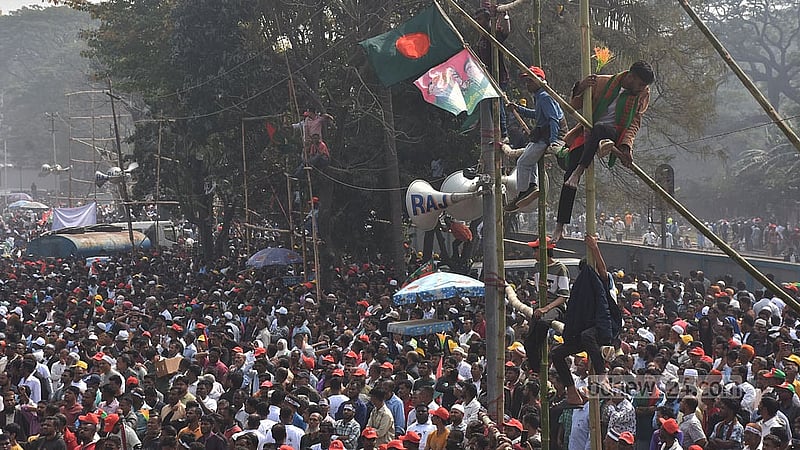 A view of the crowd at the BNP campaign rally at Chattogram’s Polo Ground on Sunday, Jan 25, 2026. Photo: Suman Babu