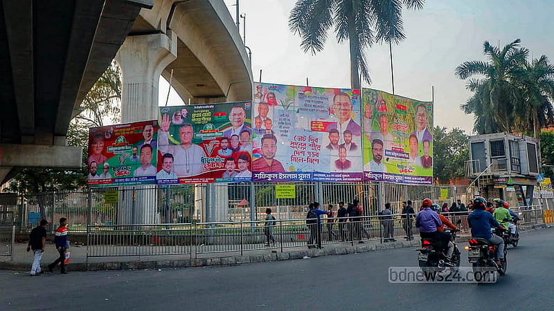 Many candidates continue putting up posters, despite the Election Commission’s strict warning against doing so before the schedule is announced. Photo: Abdullah Al Momin