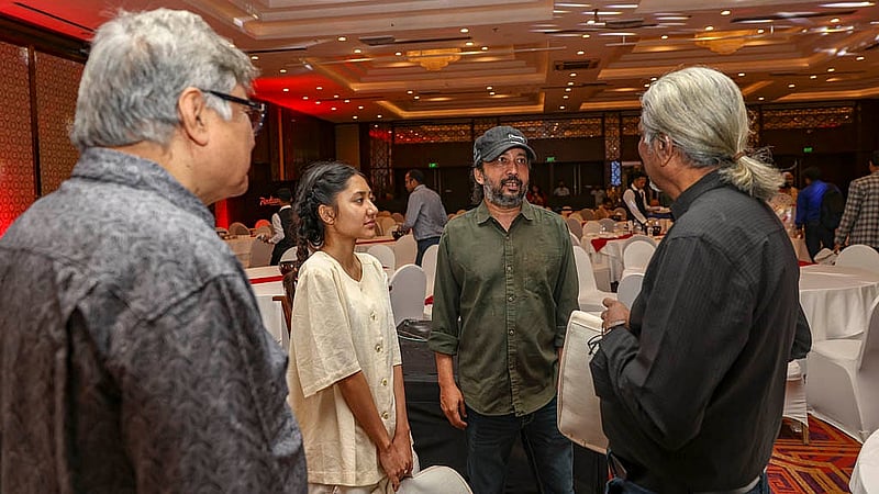 Ziaur Rahman Zia of Shironamhin with his daughter Resh Rahman, Foad Nasser Babu, and Labu Rahman from Feedback are seen together during the event.