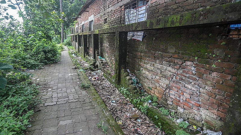 Bricks have been removed from the walls of the protective barrier along the walkway built next to the Buriganga River. Photo taken from the oil mill area by Abdullah al Momin