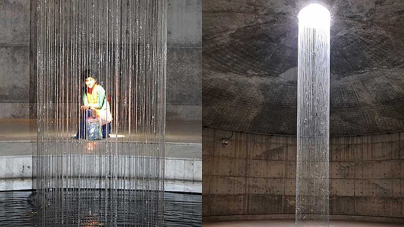 The fountain Asrupat at the Independence Museum – then and now.