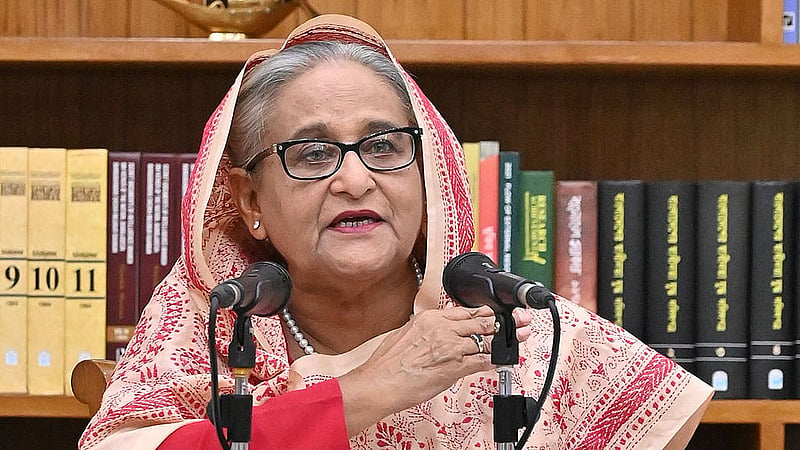 Jul 14, 2024: Former prime minister Sheikh Hasina attended a press conference at Ganabhaban to share her experiences from her visit to China. As she posed the question: “Will the grandchildren of freedom fighters not get jobs, while the grandchildren of Razakars do?” the course of the ongoing movement shifted. Photo: PID
