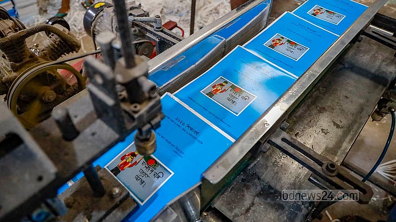 Secondary school books are printed step by step at a printing house in Dhaka’s Matuail. The latest machines are used in the printing process. Photo: Mahmud Zaman Ovi