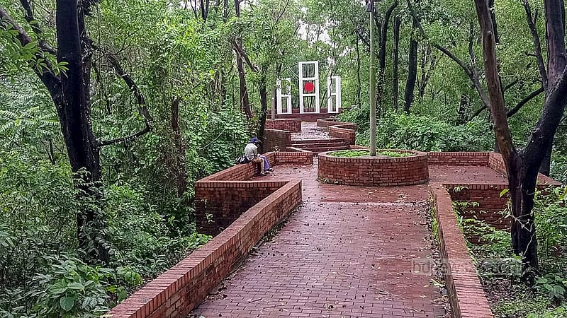 The Shaheed Minar monument at Sylhet’s Shahjalal University of Science and Technology covers a 6,886 sq ft area near the centre of campus. Photo: Noor Alam
