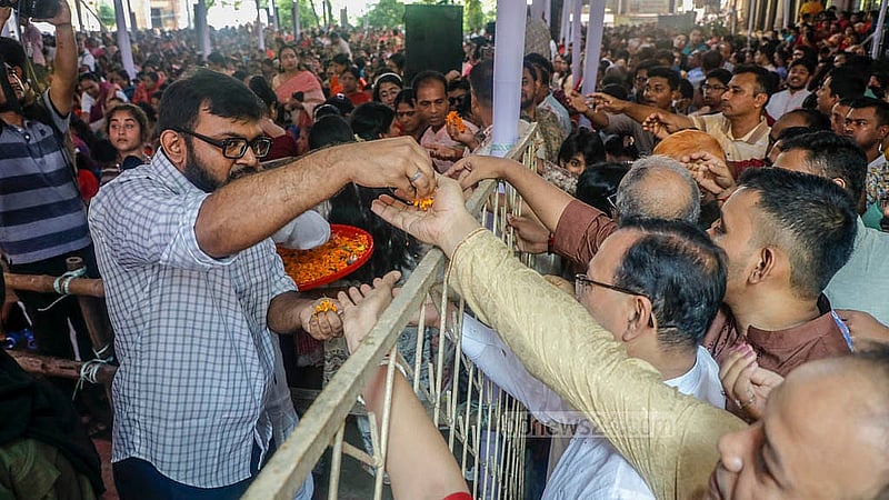 Kumari Puja has been arranged at the Ramakrishna Mission on the eighth day of the Durga Puja festival. Photo: Abdullah Al Momin.