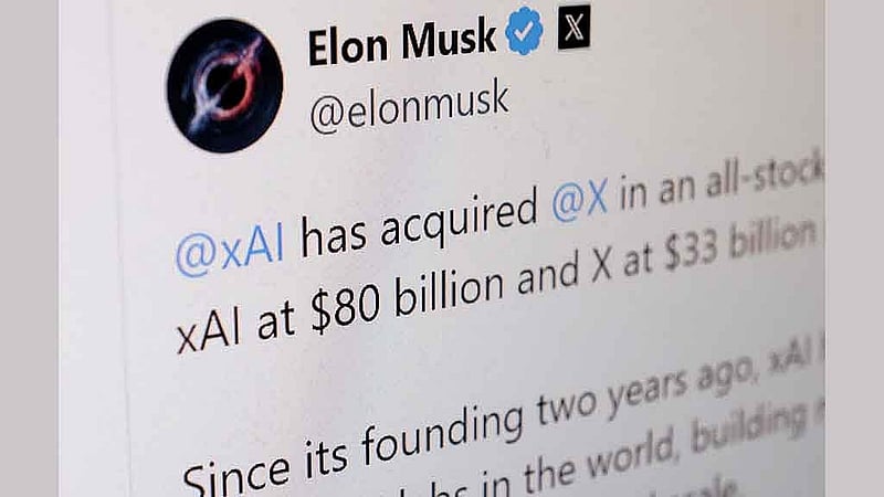 Elon Musk X message is seen in this illustration taken, March 28, 2025. REUTERS