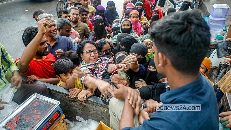 Women make up a large share of customers buying products from a TCB truck in the capital’s Jatrabari on Monday, May 11, 2026. Photo: Abdullah Al Momin