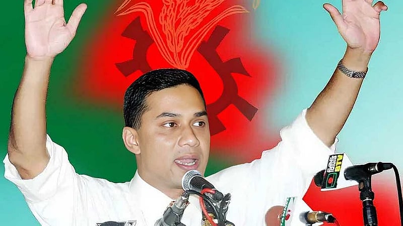 Tarique Rahman at a public rally. File photo