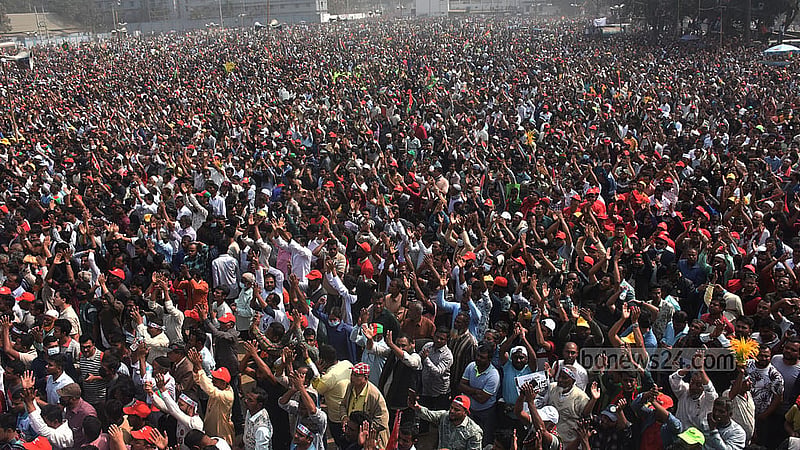 A view of the crowd at the BNP campaign rally at Chattogram’s Polo Ground on Sunday, Jan 25, 2026. Photo: Suman Babu