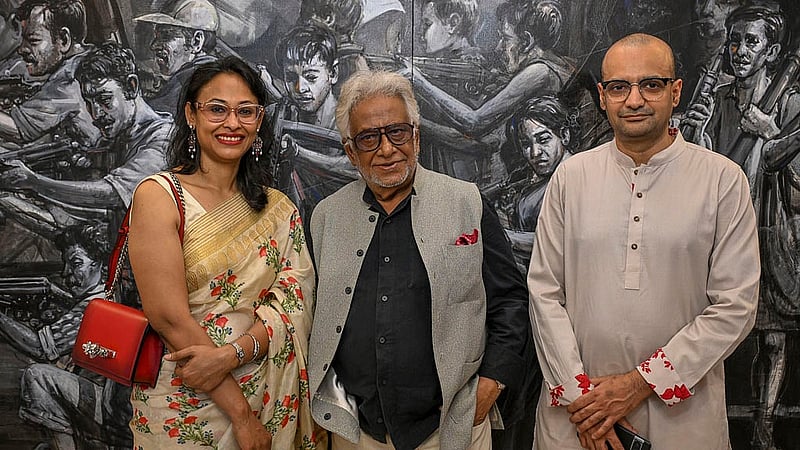 Renowned painter Monirul Islam joins Unilever's Corporate Affairs, Partnership, and Communications Director Shamima Akhter and KAFCO Deputy General Manager Syed Shafayat Amir at the celebration.