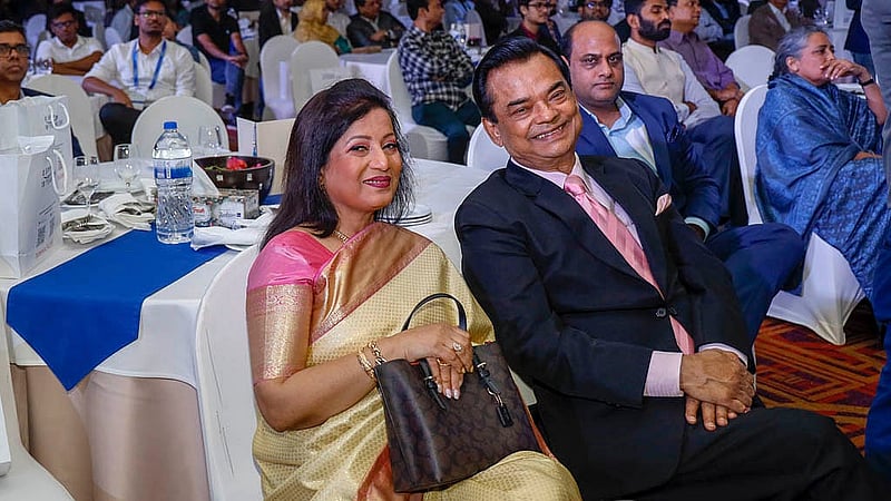 Magician Jewel Aich and his wife Bipasha Aich attend the 18th anniversary celebrations of bdnews24.com.