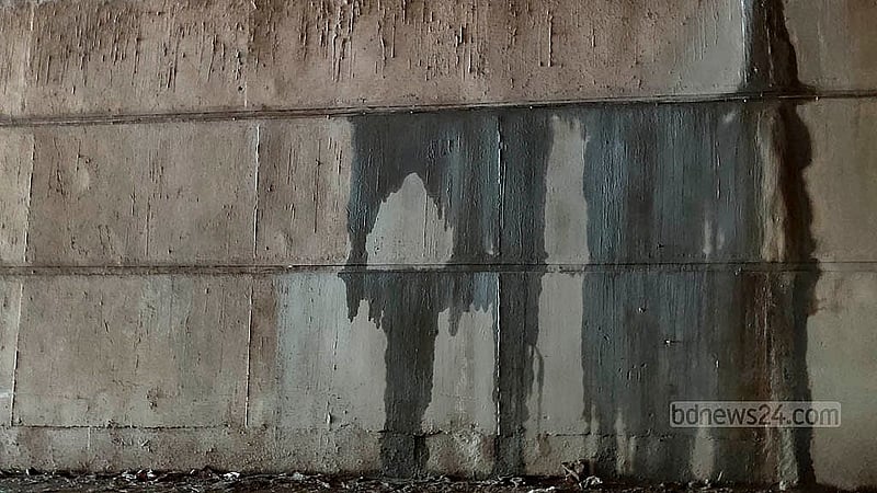 Water seeps from the walls of the Bandarban Bus Terminal Tunnel less than two years after its inauguration. Photo: U She Thowai Marma