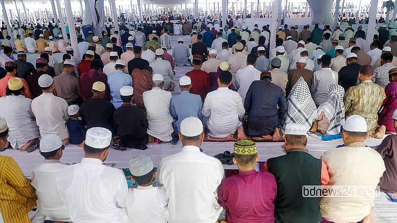People of all ages and professions participate in the Eid-ul-Azha congregation at the National Eidgah on Thursday, May 28, 2026. Photo: Abdullah Al Momin