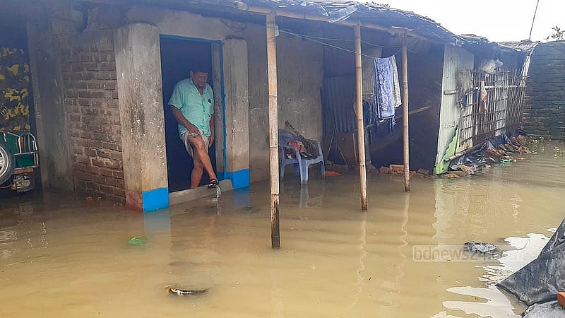 Houses in Teknaf have been submerged after several days of torrential rain and hill runoff. Photo: Jashim Mahmud