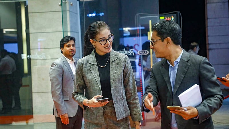 Model Sabrina Zaman Riba attends the 19th anniversary celebration of bdnews24.com at the Radisson Blu Water Garden Hotel in Dhaka on Thursday, Oct 23, 2025.