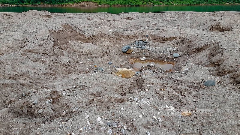 At Shada Pathar, a once-beautiful tourist site in Sylhet, the soil has been dug up day and night under the noses of the administration, leaving no stones behind. Photo: Bappa Maitra