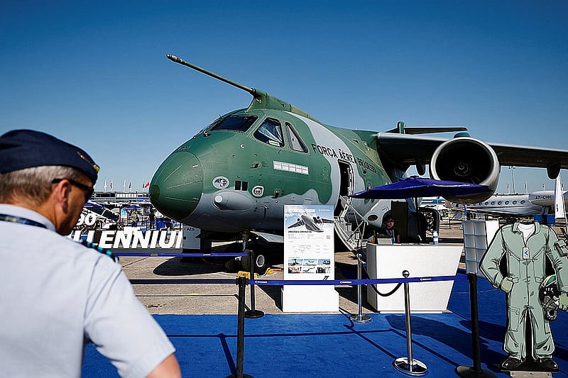 An Embraer C-390 Millennium military multi-mission aircraft is displayed at the 55th International Paris Airshow at Le Bourget Airport near Paris, France, June 17, 2025. Photo: Reuters