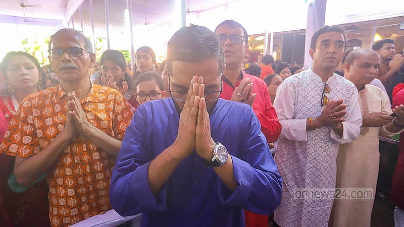 Hindu devotees and followers perform Kumari Puja at the Ramakrishna Mission on the morning of the eighth day of the Durga Puja on Friday, Oct 11, 2024. Photo: Abdullah al Momin
