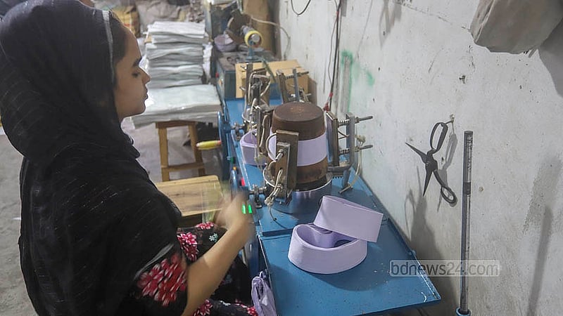 A female craftswoman is busy making a skull cap at a factory in Dhaka’s Kamrangirchar. Photo: Abdullah al Momin