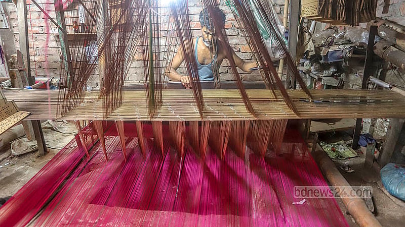 At Benarasi Palli, sarees are being crafted with precision, each piece taking five to fifteen days to complete, depending on the design. Photo: Abdullah al Momin