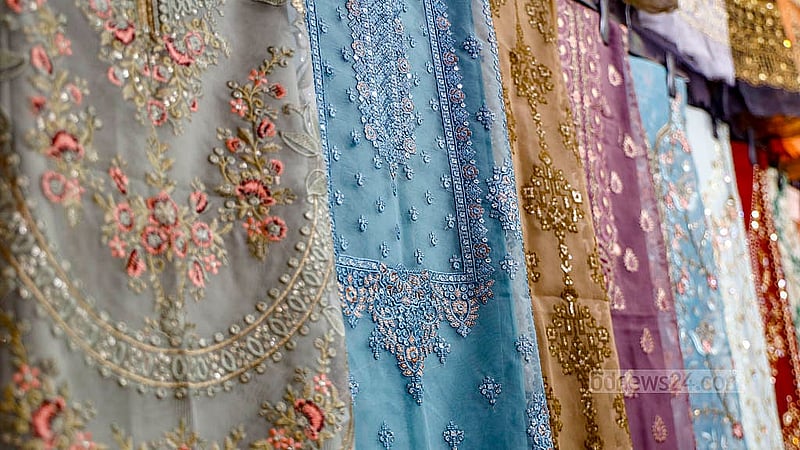 Clothes on display at a Pakistani stall at the Asia International Trade Fair in Dhaka. Photo: Mahmud Zaman Ovi