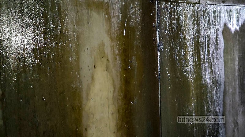 Water seeps from the walls of the Bandarban Bus Terminal Tunnel less than two years after its inauguration. Photo: U She Thowai Marma