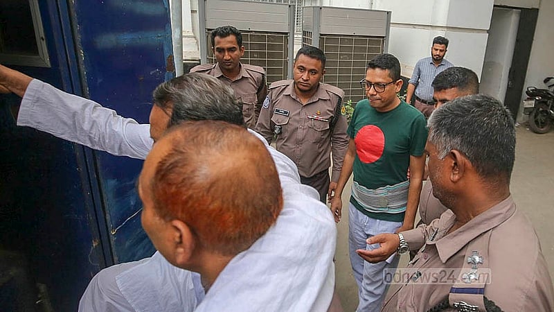 Former state minister for ICT Zunaid Ahmed Palak is being placed into a prison van on Tuesday, Mar 10, 2026, following a hearing at the International Crimes Tribunal.