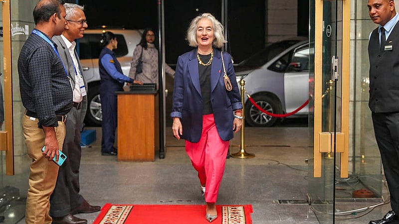 Marie Masdupuy, the French ambassador to Bangladesh, attends the 18th-anniversary celebration of bdnews24.com.