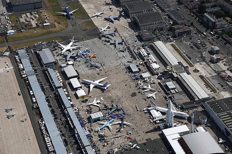 An aerial view shows airplanes during the 55th International Paris Airshow at Le Bourget Airport near Paris, France, June 17, 2025. Photo: Reuters