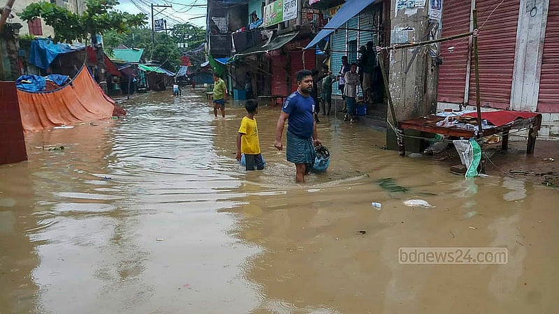 Continuous rainfall and upstream runoff have also caused several dams in Feni to break, leaving many people stranded amid the waters on Thursday, Jul 10, 2025.
