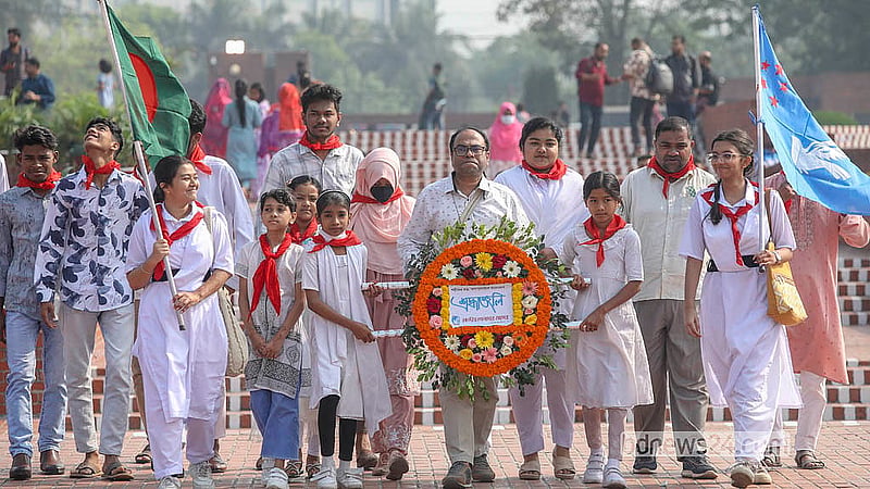 Organisations pay their respects at the National Memorial in Savar on Wednesday, Mar 25, 2026, ahead of the main Independence Day event.