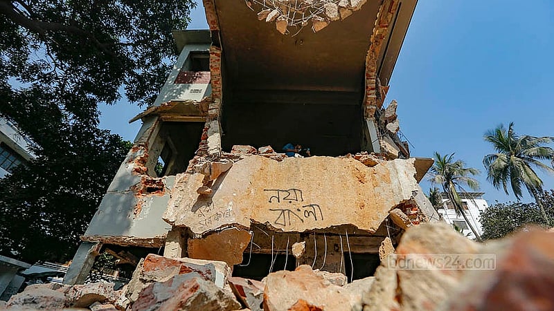 Ruins remain after the demolition of Sheikh Mujib's house at Dhanmondi 32. Photo: Mahmud Zaman Ovi