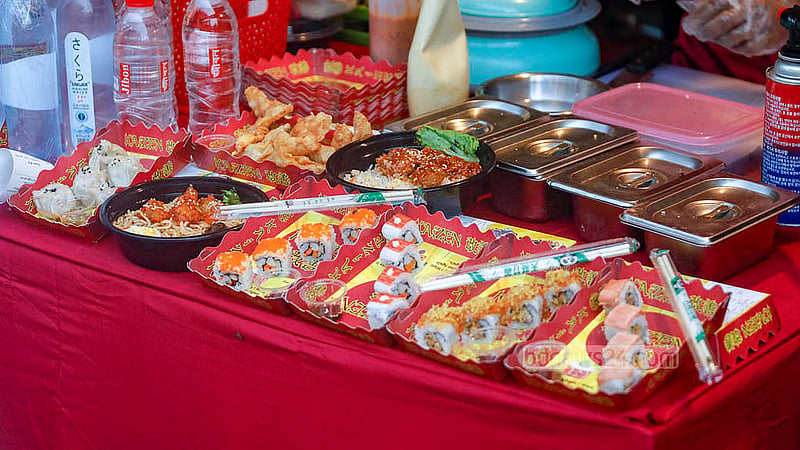 Entrepreneurs have set up stalls of local and foreign foods on Friday, Oct 10, 2025, at the Aloki Convention Center in Tejgaon, Dhaka. Photo: Abdullah Al Momin