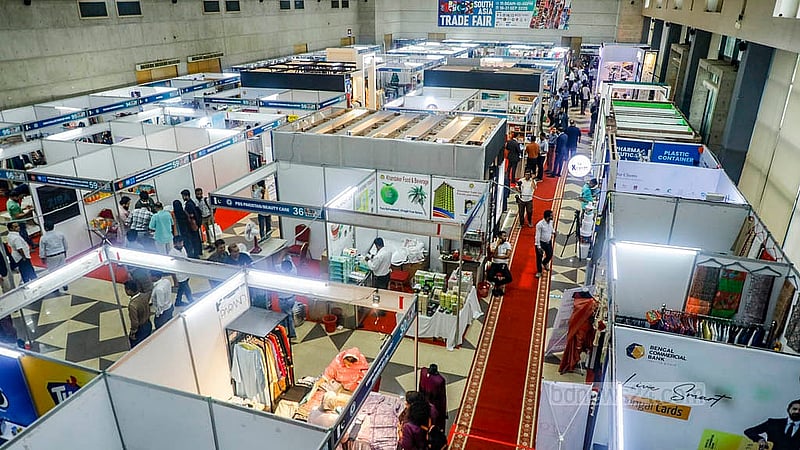 The South Asia Trade Fair 2025 opened on Thursday, Sept 18, 2025, at the International Convention City Bashundhara in Dhaka. The four-day event will run until Sept 21. Photo: Abdullah Al Momin