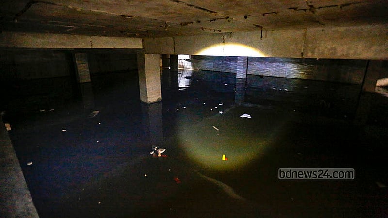 The basement of the extended part of Sheikh Mujib's house at Dhanmondi 32, which was rumuored to be an “Ayna Ghor” on social media. Photo: Mahmud Zaman Ovi