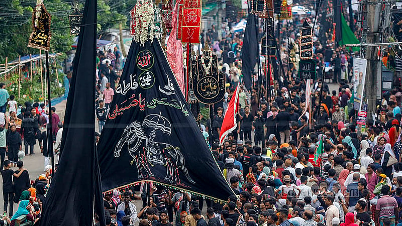 A Tazia procession starts from Old Dhaka’s Hussaini Dalan on Sunday, Jul 6, 2025, to mark Ashura. Photo: Mahmud Zaman Ovi