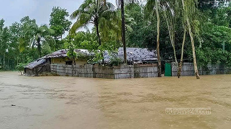 Low-lying areas of Teknaf Upazila in Cox’s Bazar have been inundated by several days of continuous heavy rain and hill runoff. Photo: Jashim Mahmud