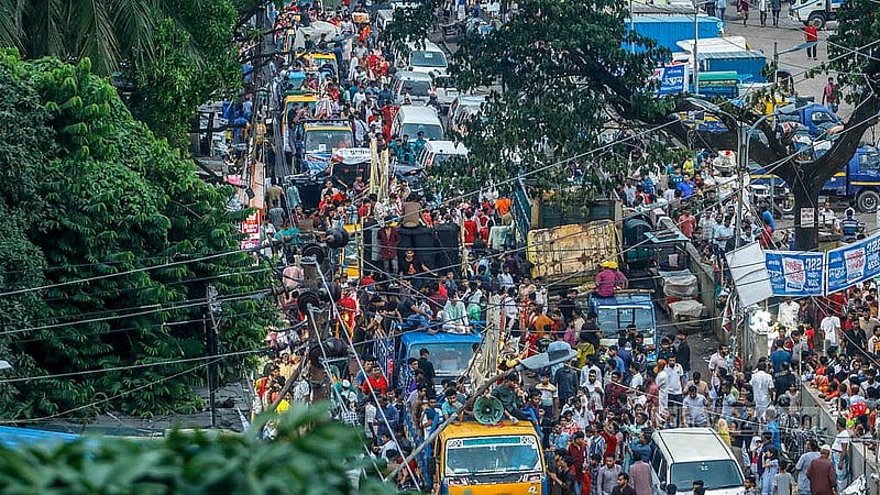 Idols from different temples in Dhaka were taken to the Buriganga River at Waizghat on Thursday, Oct 2, 2025, for immersion, marking the farewell to Goddess Durga for the year. Photo: Abdullah Al Momin