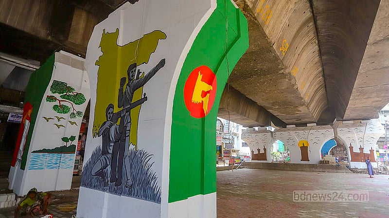 Authorities are setting up a dedicated zone for parking cars after reclaiming the area under the Jatrabari-Gulistan Flyover near the Joy Kali Temple. Photo: Abdullah Al Momin