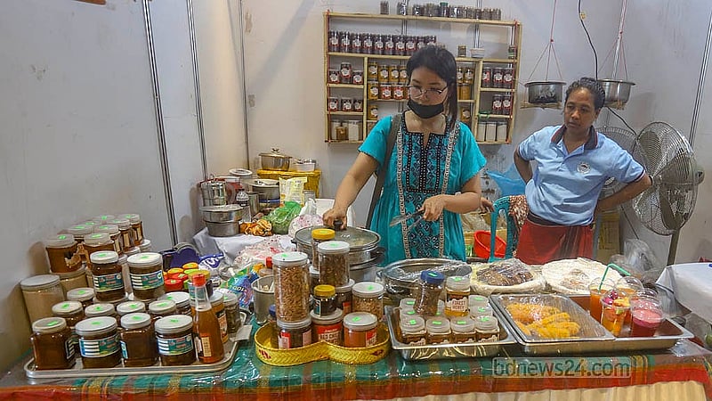 Along with fruits, other hill-grown products are also on offer at the fair. Photo: Abdullah al Momin