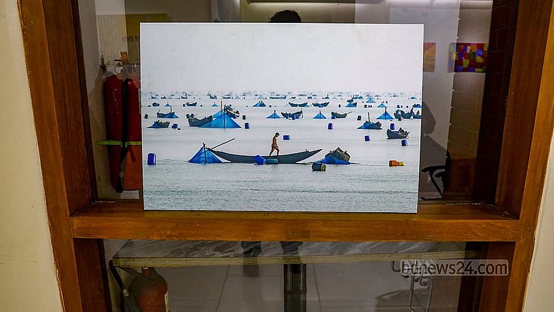 Visitors tour the “Love and Life Through My Eyes” photography exhibition at the Bishwo Shahitto Kendro (BSK) in Dhaka. Photo: Mahmud Zaman Ovi