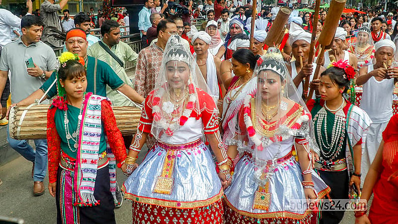 This year, members Chakma, Marma and Garo participants in the procession. Photo: Abdullah Al Momin